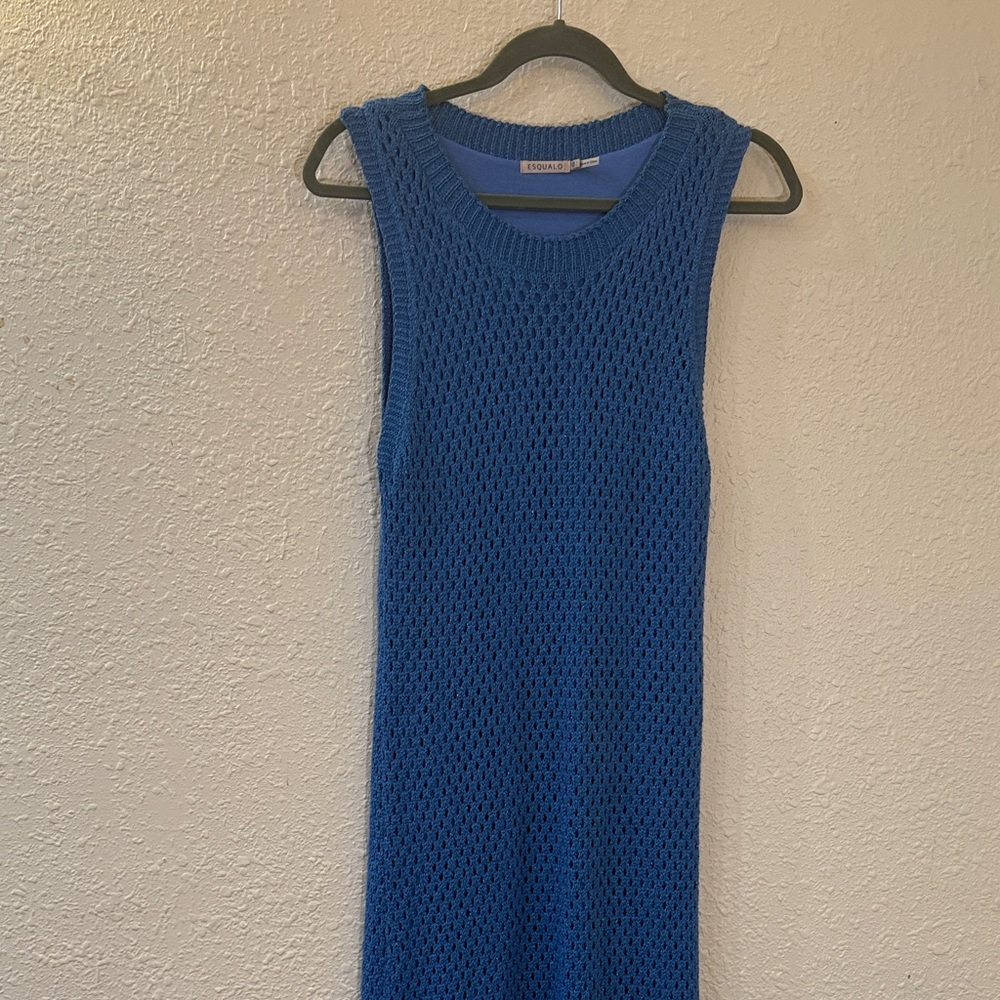 ESQUALO Royal Blue Open-Knit dress
